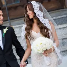 Высокое качество фаты один слой глава длинные тюль фата на мантилья аппликация края фата V83