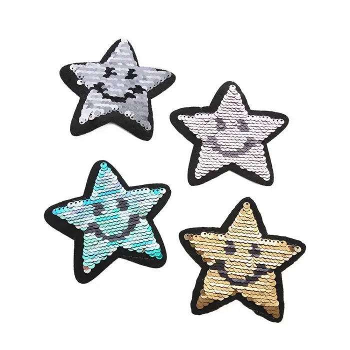 Lovely Change Color Sequins Patch Reversible Sew On Star Tower For Clothes DIY Clothing Coat Hogard JY24