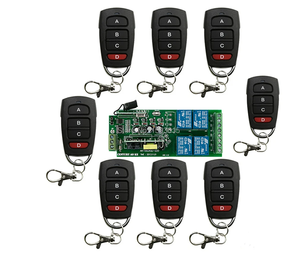 

AC85V 250V 110V 220V 240V 4CH RF Wireless Remote Control Relay Switch Security System 315/433MHZ