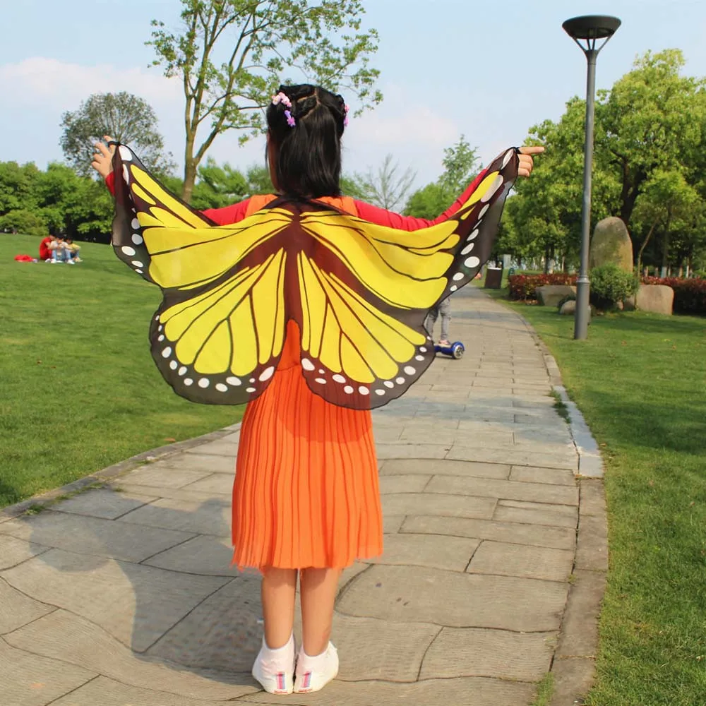 Дизайн Бабочка крылья пашмины шаль Детский костюм для девочек Аксессуар# A