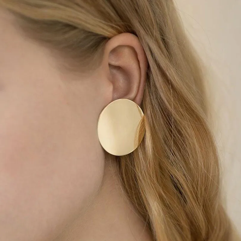 

LUSION Circle Stud Earring women gold color Geometric statement earring metal Silver earing Hanging fashion jewelry trendy Gift