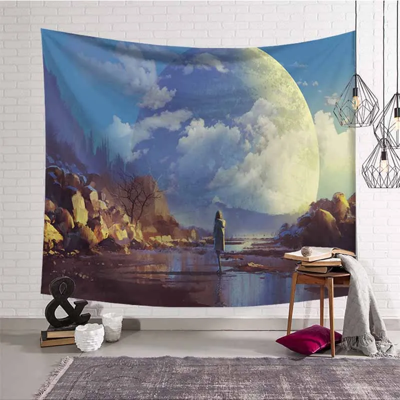 Lannidaa Psychedelic Starlight волк лес гобелен настенный макраме HomeDecorative Тонкий пляж полотенце простынь настенный гобелен