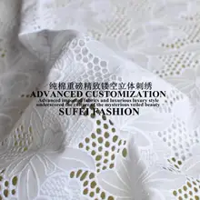 130 см широкое хлопковое цветочное вышитое белое кружевное платье с вырезом cheongsam ткань S092