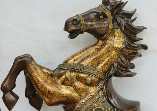 

JP S62 40" Chinese Bronze Gild Folk Wealth Fengshui Zodiac Year Horse Statue sculpture Discount 35%