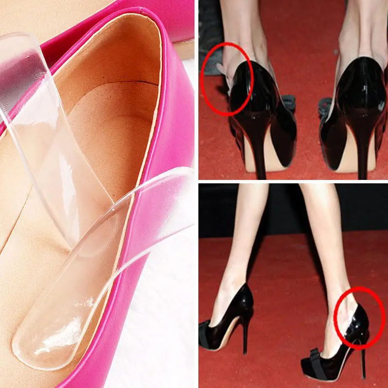 

Women's Silicone Gel Heel Cushion protector Foot feet Care Shoe Insert Pad Insole Useful Female Protector for foot