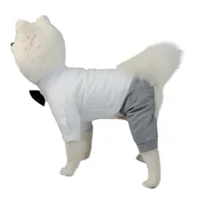 Trsnser Рубашка с рисунком «Собаки» Одежда для собак Брюки Костюм Собака свадебные одежды кошка белый свадебный Бутик Одежда для собак 19May1 P40