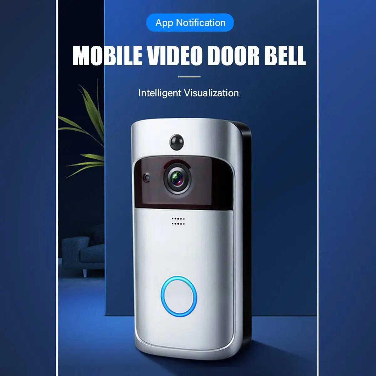 

WiFi Smart Wireless Security Doorbell Video Visual Intercom Camera Record Phone Bell IR Night Vision Two-way Talk 24H Monitor