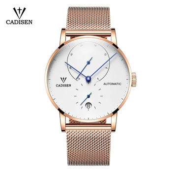 

2018 New Famous Brand Gold Casual Geneva Mechanical Watch Men Mesh Stainless Steel XFCS Men Watches Relogio Masculino Clock+Box