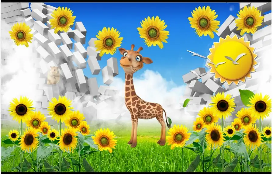Us 12 21 45 Off Kualitas Tinggi Kustom 3d Wallpaper Mural Bunga Matahari Yang Indah 3d Kartun Anak Kamar Latar Belakang Wall Mural Pastoral Dekorasi