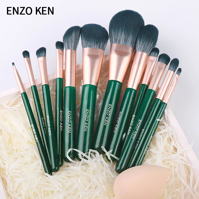 ENZO KEN набор кистей для макияжа, пудра, основа для теней, кисти для макияжа, косметика, мягкие синтетические волосы, чехол