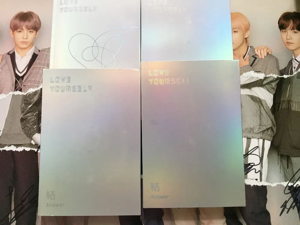 

hand signed Bangtan Boys autographed LOVE YOURSELF Answer +signed poster K-POP 092018