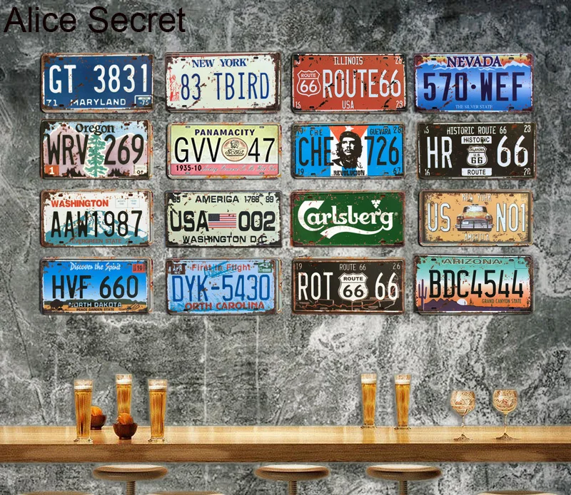 

Car License Metal Plate Vintage Home Decor Tin Sign Bar Pub Garage Decorative Metal Plates United States Metal Sign Plaque