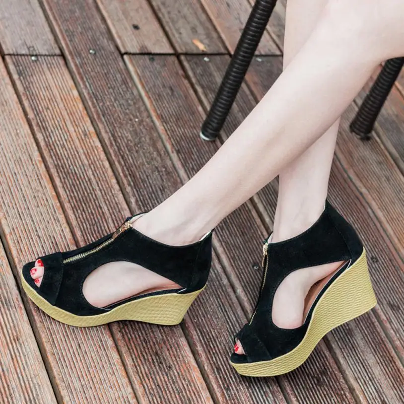Пикантная женская обувь летние босоножки дамские Повседневное открытый носок на платформе высокое качество сандалии на танкетке обувь sandalias zapatos mujer