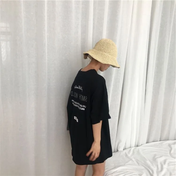 T-shirts Women 2020 Chic Solid BF Loose Ulzzang T-shirt Top Tee Womens Letter Print School Couple Korean Style Hip Hop All-match