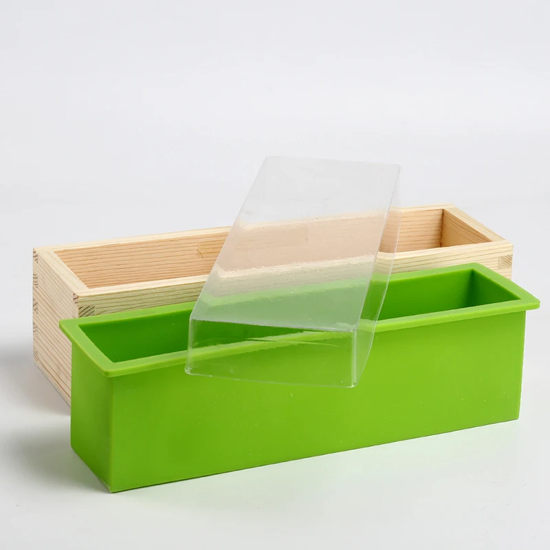 Silicone Mold Soap Rectangular Wooden Box with Flexible Liner for DIY Natural Soap Making