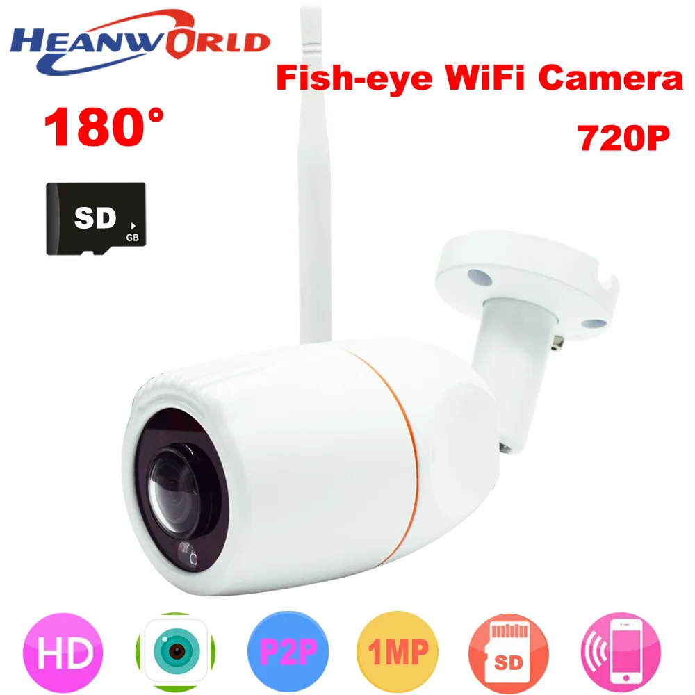 

Heanworld Panoramic Fish Eye Lens WiFi IP camera 180 degree 720P outdoor CCTV network camera night vision camera waterproof