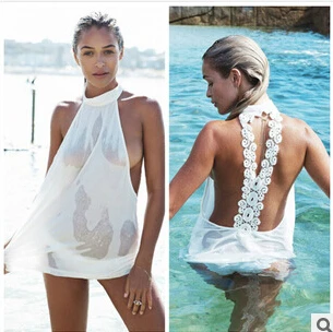 NEW! 2015 Sexy White Backless Beach Bathing Suits Cover Ups For Women Fashion Summer style Swimsuit Coverup Wear In Stock |
