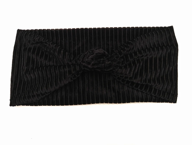 S17515 новые комплект эластичного бархата аксессуары для волос модные черные в рубчик головные уборы девушки ленты для волос оголовье для женщин