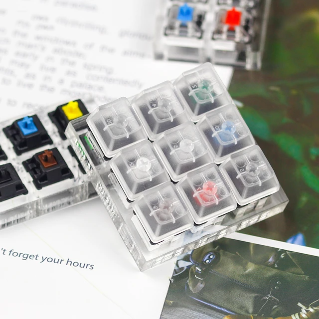 9 Cherry MX Switches Keyboard Tester Kit Clear Keycaps Sampler PCB