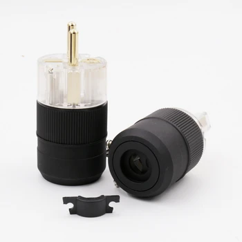 

2Xpairs Gold Plated Schuko Power IEC Connectors Audio Male Plug HIFI AC Power Plug
