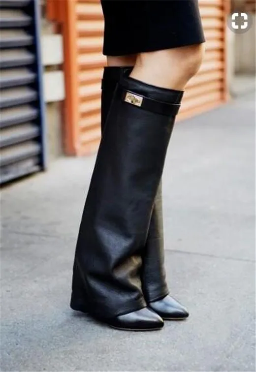black knee high motorcycle boots
