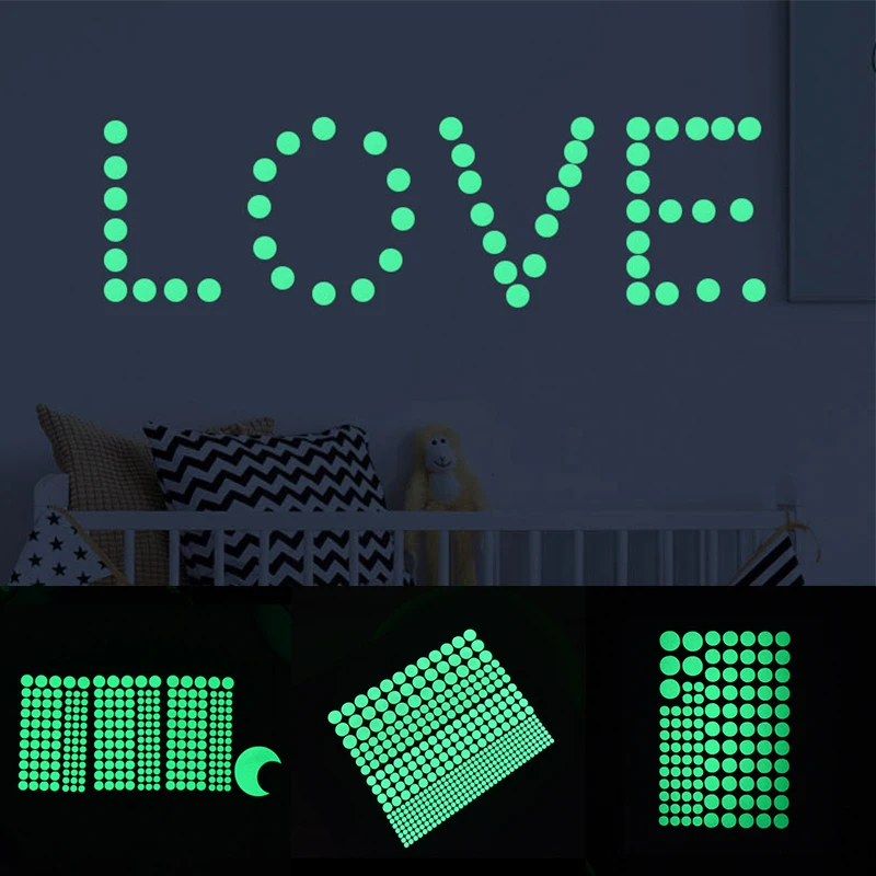 

2019 New Dot Shaped PVC Glow Stickers Creative Eco-Friendly Stickers for Wall/Window Home Children Bedroom Decorations 6A1406