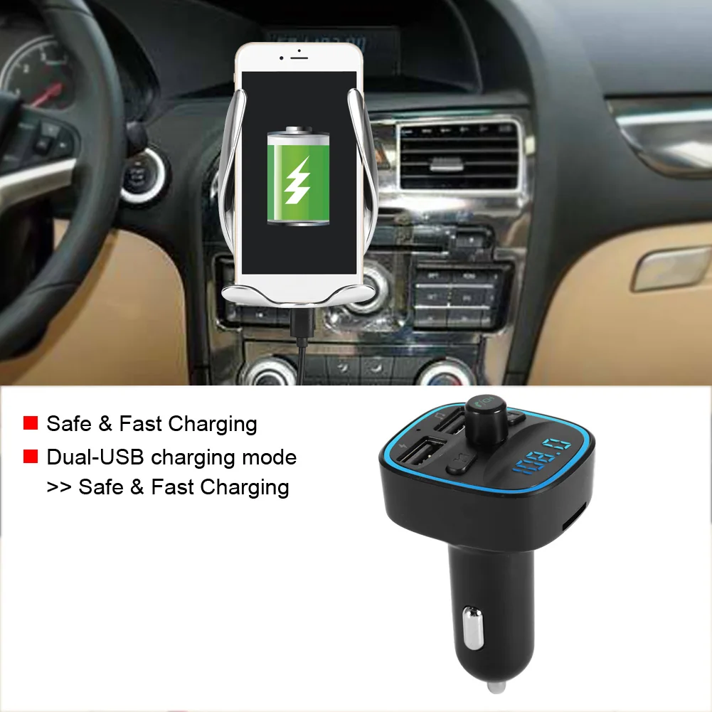 2 usb порта для зарядки Автомобильный fm-передатчик беспроводной аудио адаптер в режиме реального времени автомобильное напряжение Цифровой дисплей Поддержка громкой связи