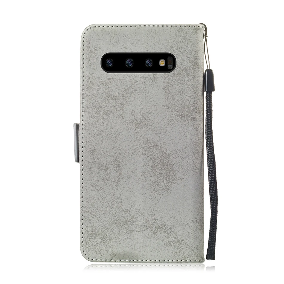 Роскошный однотонный кожаный чехол бумажник в стиле ретро для Samsung Galaxy S10 S10E S9 Plus S8