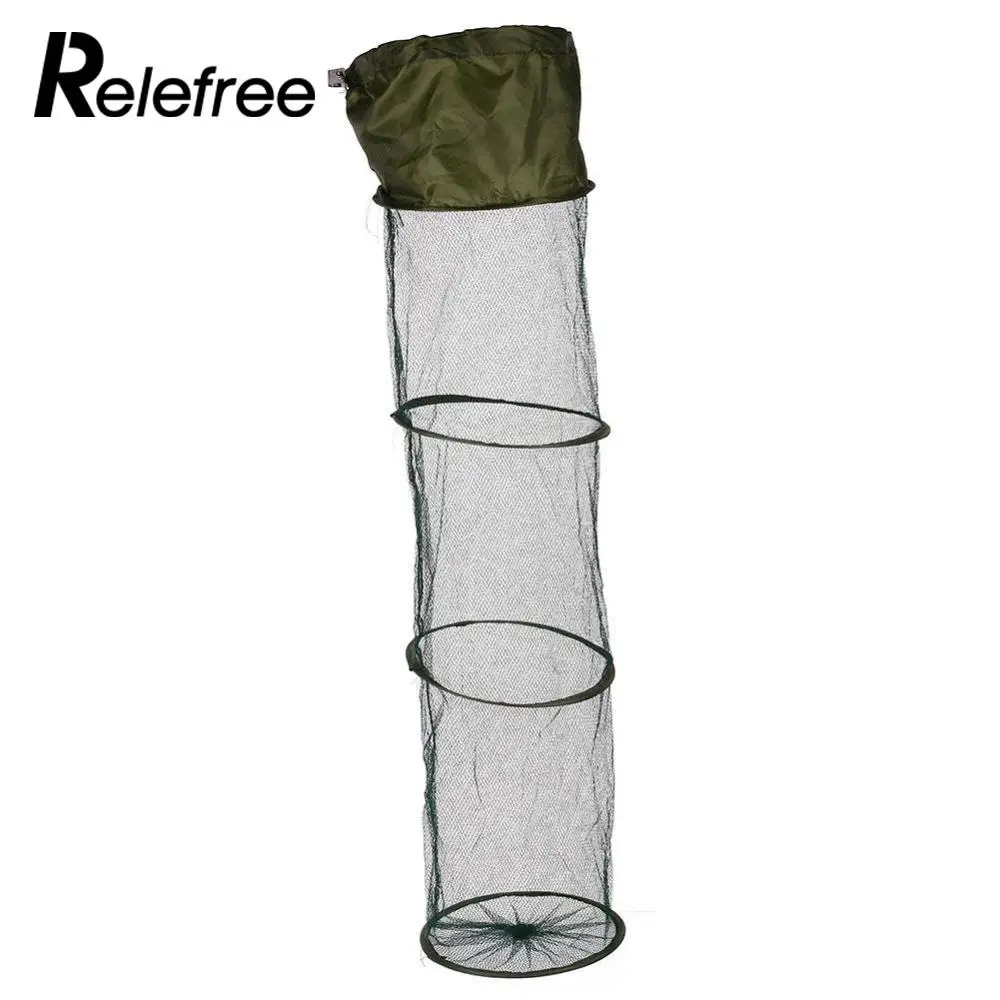 Relefree Fish Fishing Mesh Net Basket Collapsible 5 Layers Foldable