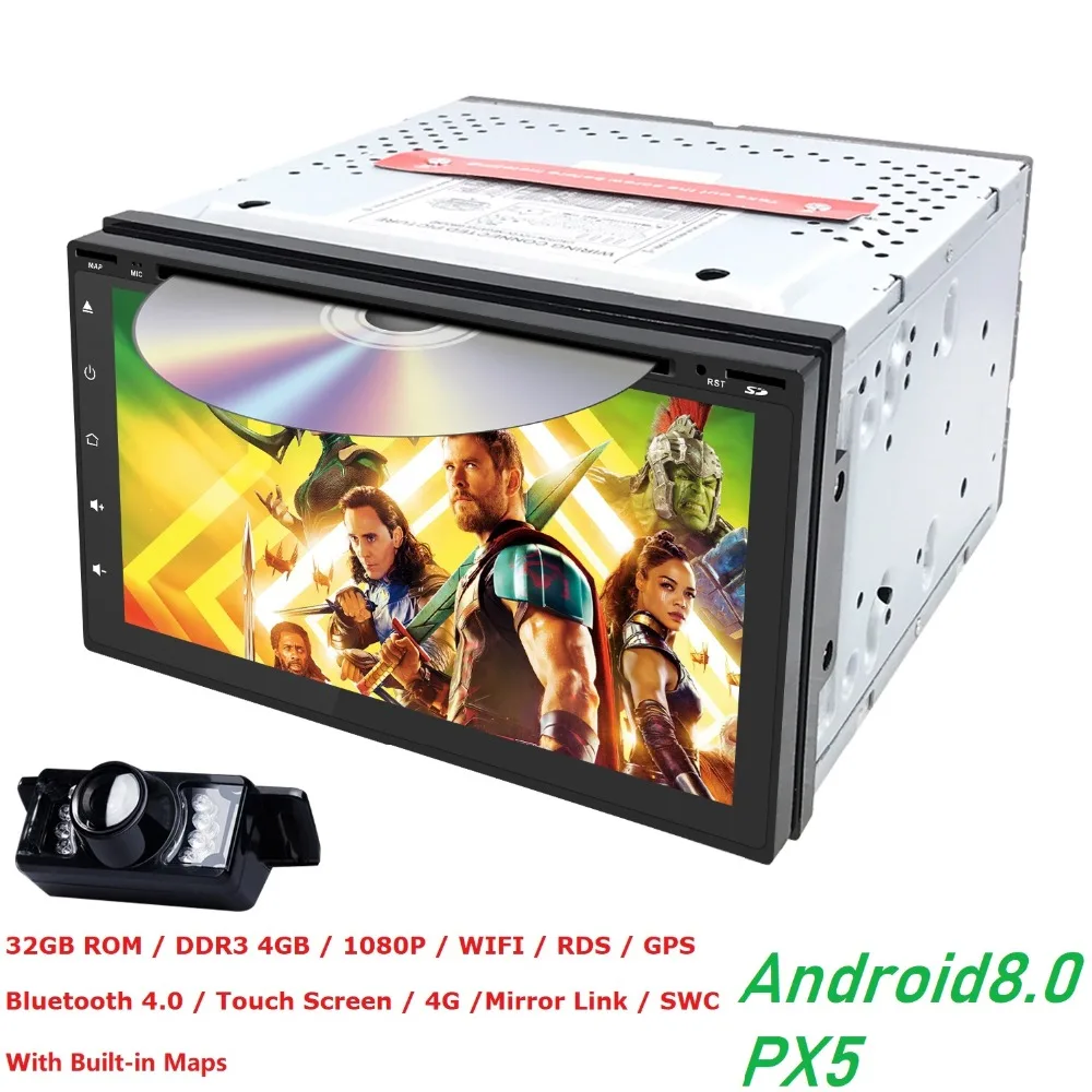 Perfect HIZPO Android 8.0 Octa Core 4G RAM 32G ROM HD 800*480 screen Car audio universal DVD Player wifi DVR TPMS OBD Free rear camera 3