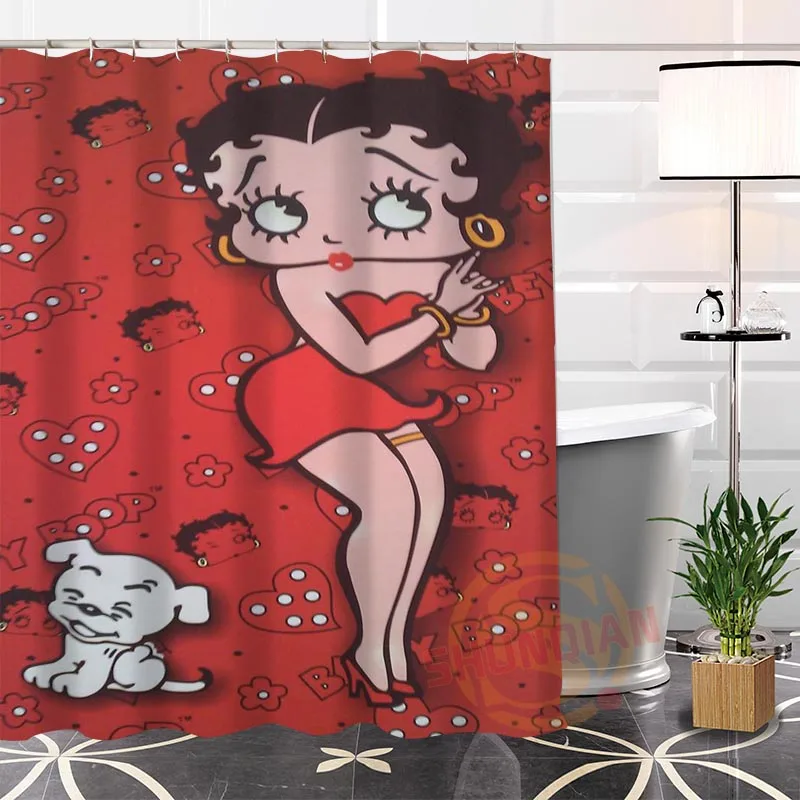 ShunQian Betty Boop Современная тканевая для душа занавес лучший хороший экологичный на заказ ванная комната водонепроницаемый занавес для ванной s с крюком - Цвет: Лиловый
