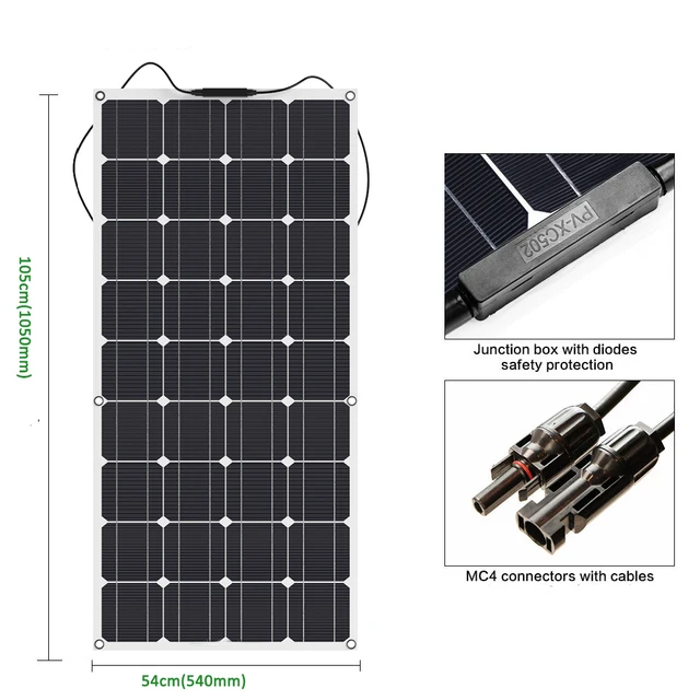 Newly 100 Watt 100W 12V 12 Volt Flexible Bendable Solar Panel Battery