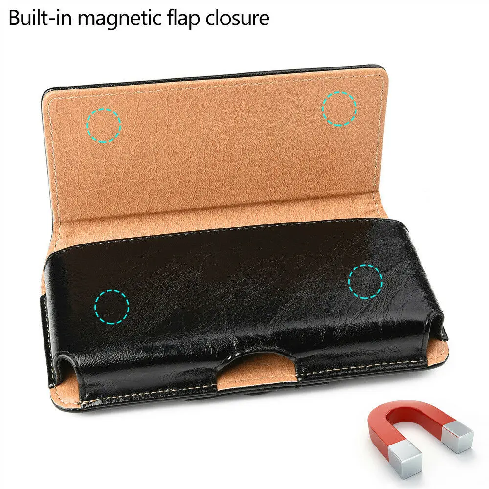 For iphone Xs Max 6 7 8 plus phone pouch leather case universal belt clip business carrying waist bag holster cover for xiaomi  (4)