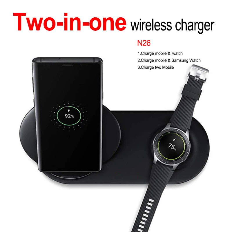 

Hot Sale Quickly 2-in-1 Wireless Charger for Apple Watch Samsung Watch Fast Charging Dock Charger for iphone 7 8 Plus XS Max XR