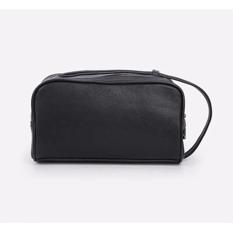 AETOO Male handbag leather Large capacity double zipper portable bag men's head cowhide casual day clutch leather men bag