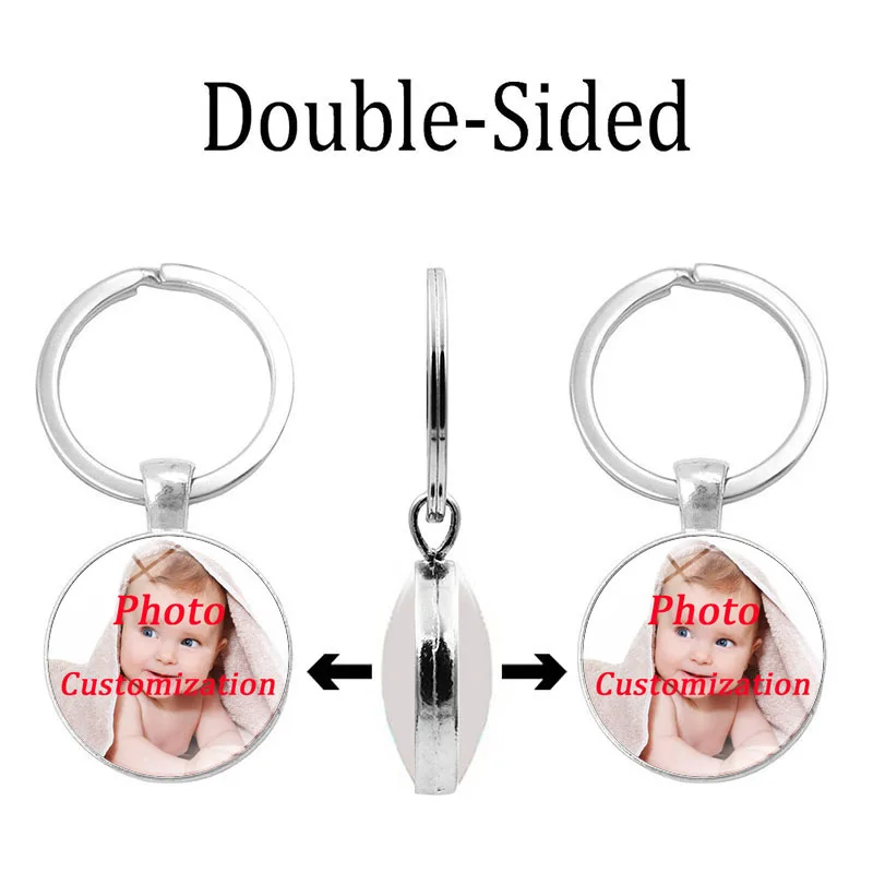 

2018 Personalized Custom Photo Double Sided Pendant Keychain Key Ring Photo of Your Baby Child Mom Dad Grandparent Family Gifts