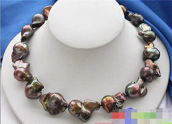 

Free shipping@@@@@ HUGE REAL 17" 30MM BLACK COFFEE KESHI REBORN PEARL NECKLACE