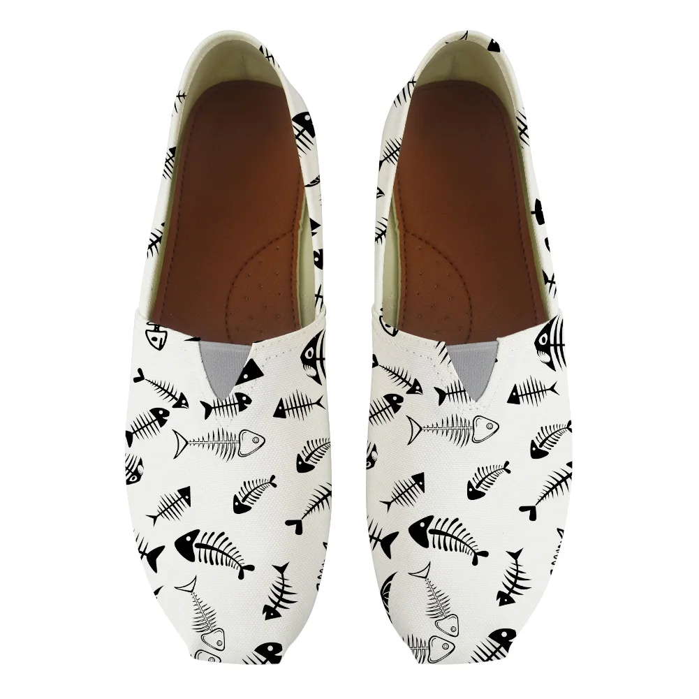 

Cartoon Cats Fishes Design Women Flat Loafers Plus Size 43 Canvas Slip On Lazy Sneakers Flats for Nurse Sapato Feminino
