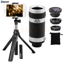 8X зум телефото объектив телескопа Fisheye Широкий формат макро Lentes Bluetooth затвора для Samsung S5 S6 S7 S7 Edge Note 4 5