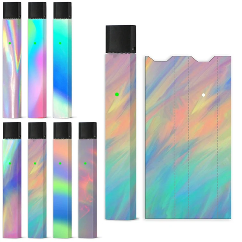 Радужная блестящая Лазерная кожа/Наклейка/оберточная наклейка для Juul чехол