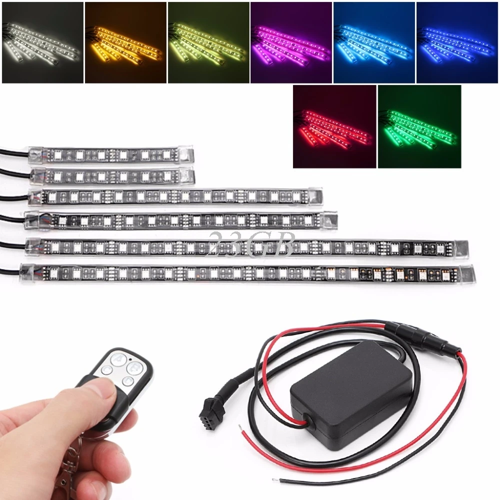 

RGB Flashing Light Strip 5050SMD Remote Control LED For Motorcycle Flexible 9PCS/SET JUN22_20