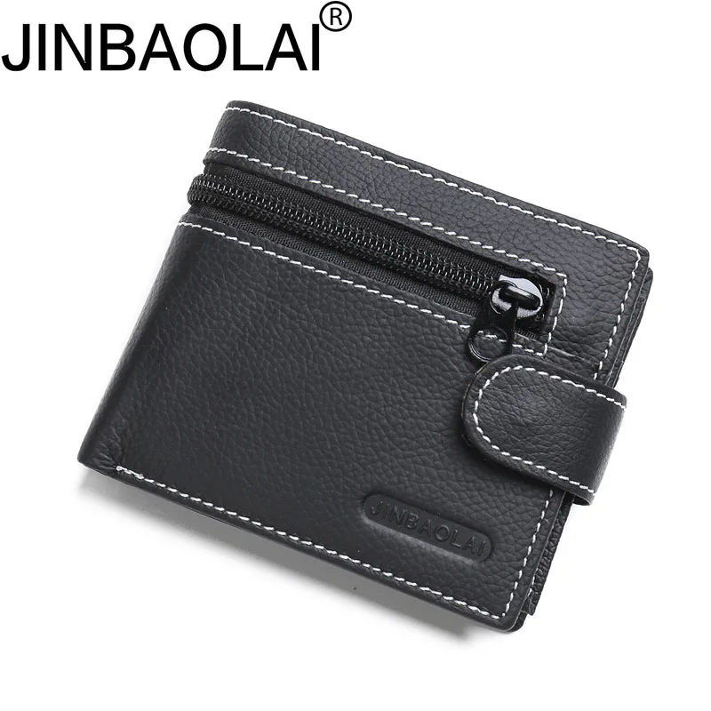 

JINBAOLAI brand Wallet men genuine leather men wallets purse short male leather wallet men money bag quality guarantee carteira