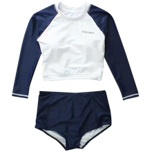 Новинка года; топ с длинными рукавами+ шорты; комплект из двух предметов; милый купальный костюм для девочек; купальный костюм; танкини; бикини; пляжная одежда