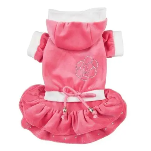 

Designer Pet Dogs Princess Dress with Bling Camellia Puppy Doggie Pets Velvet Dresses Brand Sports Clothes Hoodie Tracksuits