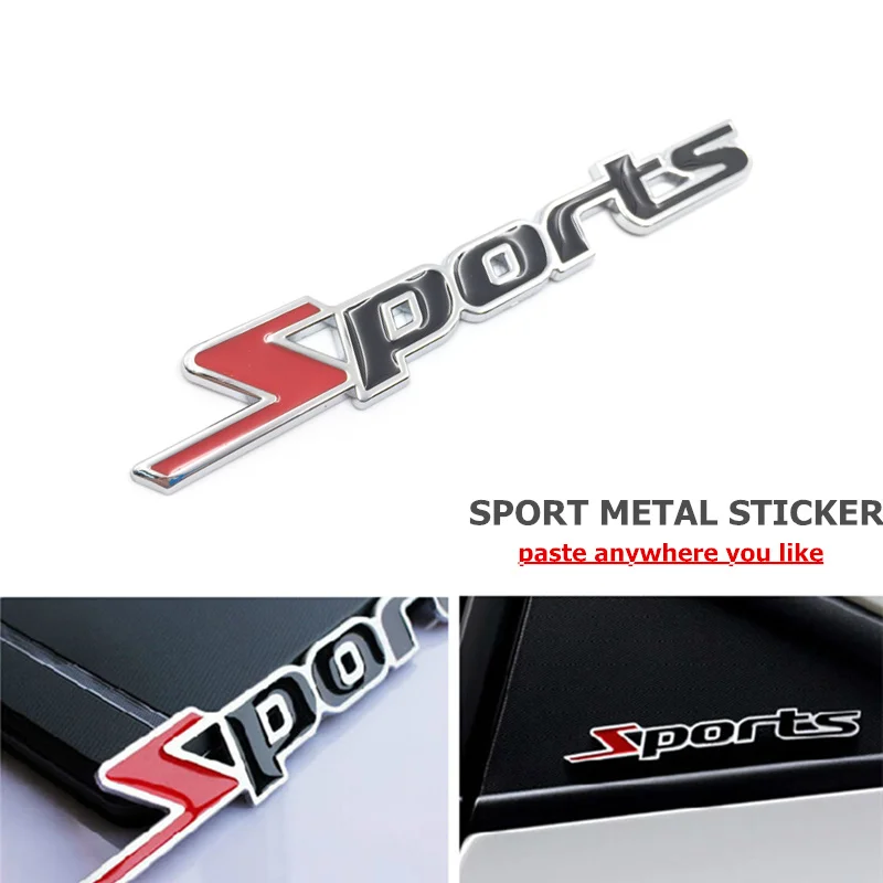 1pc Sports Emblem Badge Chrome Metal Car Sticker Logo 3D Decal Decol Word letter