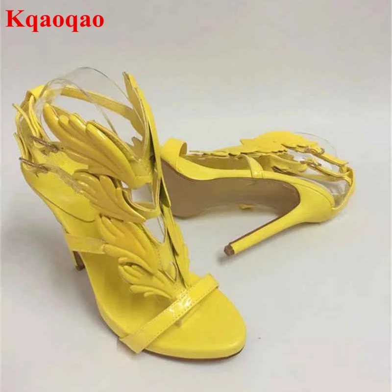 

Peep Toe Women Sandals Sexy High Thin Heel Flame Leaves Decor Luxury Brand Design Zapatos Mujer Fashion Super Star Runway Shoes