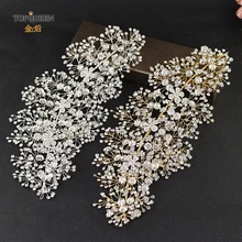 TOPQUEEN HP240, два цвета, свадебная повязка для невесты, ручная работа, свадебные аксессуары для волос, стразы, Свадебные короны, вечерние