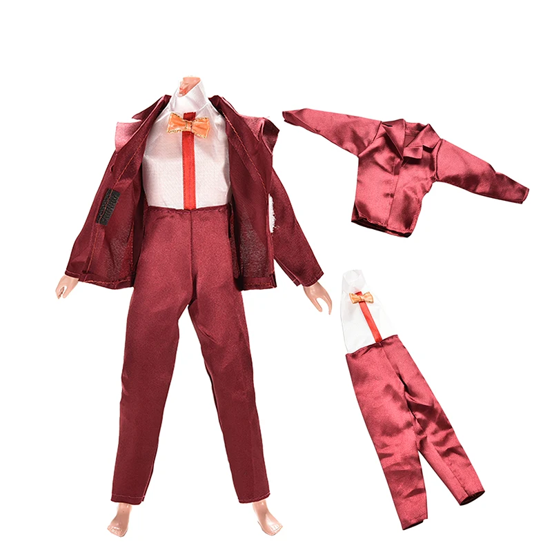 BESTIM INCUK 1Set Doll Clothes Suit For Ken Wine Red With Coat Pants for Dolls Ken Accessories for 25-30cm Dolls