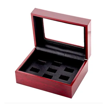 

7 holes brown wooden ring display box for rings set