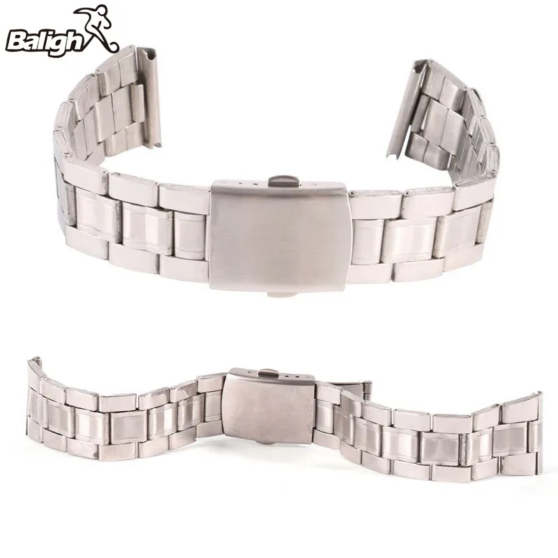 

22mm watch band Stainless Steel Watchband Link Bracelet Stainless Steel Width Plane Clasp Button Watch Strap Lug